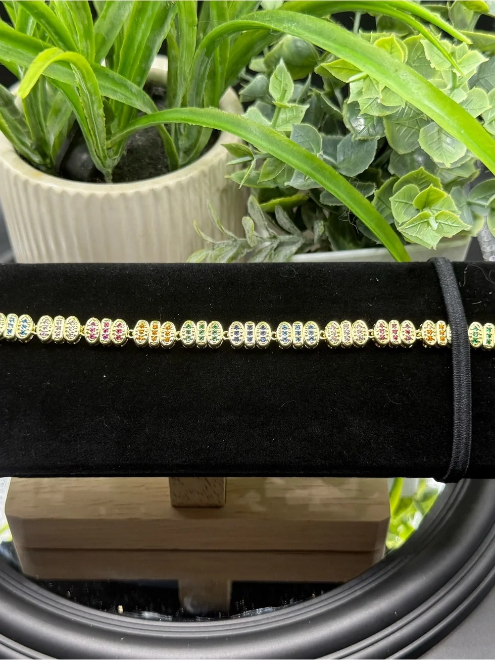 Gold-Tone Bracelet with Pink Crystal Accents
